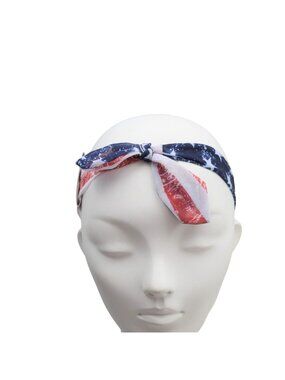 Claires Knotted Headwrap Headband Patriotic Flag Red White Blue Stars Stripes